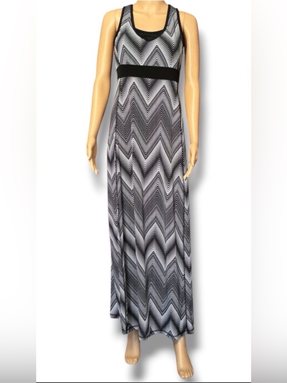 tek gear Black and White Chevron Racerback Maxi Dress